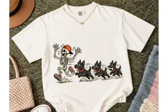 Skeleton Chased by Dogs PNG Funny Tee Product Image 2