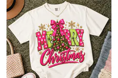 Merry Christmas Pink Tree PNG Sublimatio Product Image 1