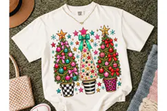 Christmas Trees Boho PNG Sublimation Tee Product Image 2