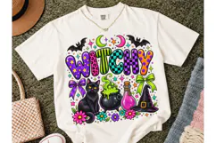 Witchy Halloween Black Cat PNG Shirt Product Image 2