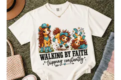 Walking By Faith Funny Horse PNG Tee Product Image 1