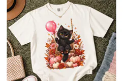 Black Cat Fall Pumpkin PNG Sublimation T Product Image 2