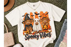 Spooky Vibes Highland Cow PNG Tee Product Image 2