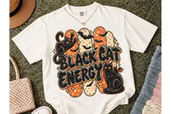 Black Cat Energy Halloween PNG Tee Product Image 2