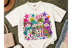Colorful Snowmen Christmas PNG Sublimati Product Image 2
