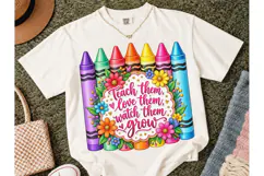 Teach Them Love Them Crayons PNG Tee Product Image 2
