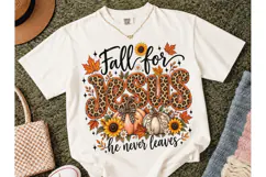 Fall For Jesus He Never Leaves PNG Tee Product Image 2