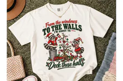 Raccoon Christmas Deck Halls PNG Tee Product Image 2