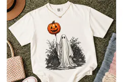 Ghost Pumpkin Balloon Halloween PNG Tee Product Image 2