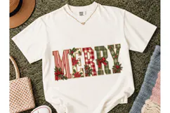 Merry Christmas Patchwork PNG Tee Design Product Image 2