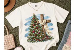 Christmas Cross Tree PNG Sublimation Tee Product Image 2