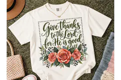 Give Thanks to the Lord PNG Floral Tee Product Image 2