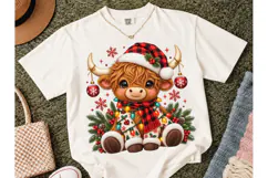 Christmas Highland Cow PNG Sublimation T Product Image 2