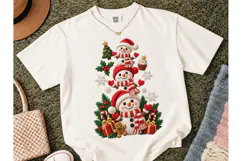 Stacked Snowman Christmas PNG Tee Product Image 2