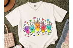 Cute Boba Tea Dancing Cups PNG Shirt Product Image 2