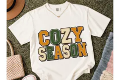 Cozy Season Fall Varsity Letters PNG Tee Product Image 2