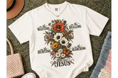 There Was Jesus Floral Cross PNG Tee Product Image 2