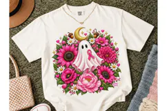 Floral Ghost Breast Cancer PNG Tee Product Image 2