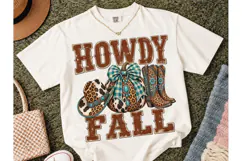 Howdy Fall Western Pumpkin PNG Tee Product Image 2