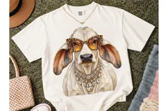 Glamour Cow Leopard Sunglasses PNG Tee Product Image 2