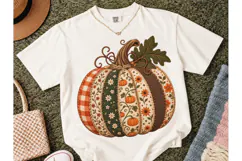 Patchwork Pumpkin Fall PNG Sublimation T Product Image 2