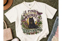 Whimsy Black Cat Cottagecore PNG Tee Product Image 2