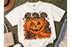 Dachshund Halloween Pumpkin PNG Tee Product Image 2