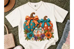 Fall Pumpkin Bow Knit PNG Sublimation Product Image 2