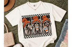 Raccoon Pumpkin Spice Fall PNG Tee Product Image 2