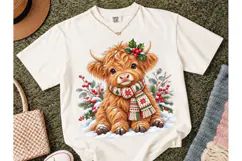 Christmas Highland Cow PNG Tee Design Product Image 1
