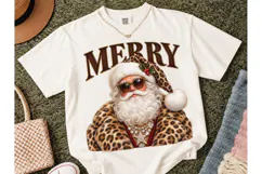 Merry Leopard Santa PNG Shirt Design Product Image 1