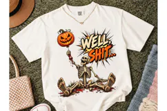 Well Shit Skeleton Halloween PNG Tee Product Image 2