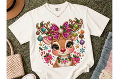 Cute Rudolph Christmas Reindeer PNG Tee Product Image 2