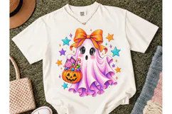 Cute Ghost Bow Halloween PNG Design Product Image 1