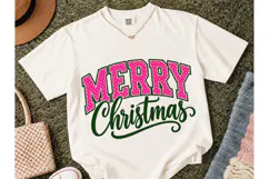Merry Christmas Pink Polka Dot PNG Tee Product Image 2