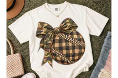 Camo Baseball Bow PNG Sublimation Tee Product Image 2
