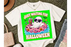 Just Waiting For Halloween Ghost PNG Tee Product Image 4