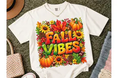 Fall Vibes Pumpkin PNG Sublimation Tee Product Image 2