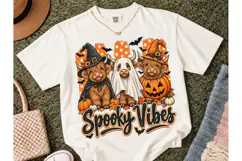 Spooky Vibes Highland Cow PNG Tee Product Image 2
