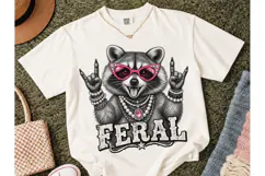 Feral Raccoon Rock On PNG Tee Design Product Image 2