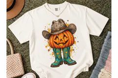 Cowboy Pumpkin Halloween PNG Tee Design Product Image 2