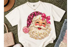 Pink Leopard Santa Claus PNG Sublimation Product Image 2