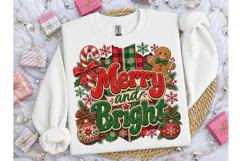 Merry and Bright Christmas PNG Tee Product Image 2