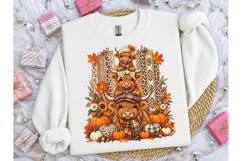 Fall Highland Cow Trio PNG Sublimation Product Image 1