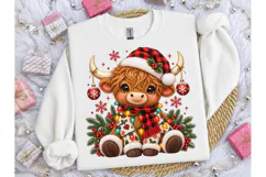 Christmas Highland Cow PNG Sublimation T Product Image 3