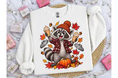 Fall Raccoon Pumpkin Spice PNG Tee Product Image 3