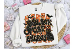 Black Cat Energy Halloween PNG Tee Product Image 1