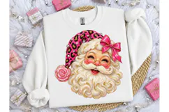 Pink Leopard Santa Claus PNG Sublimation Product Image 3