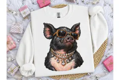 Fancy Black Pig Leopard Sunglasses PNG Product Image 3
