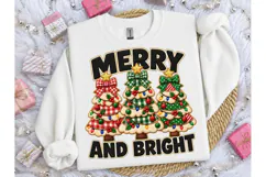 Merry And Bright Christmas Trees PNG Tee Product Image 3